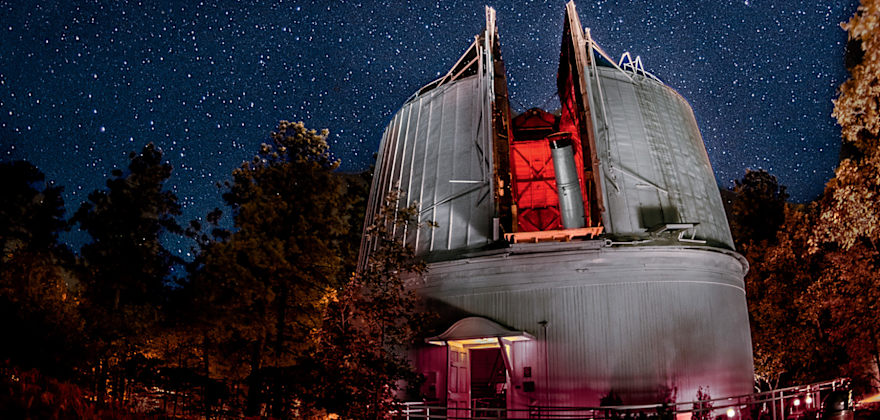 Lowell Observatory exterior on a starry night in Flagstaff, Arizona, picture