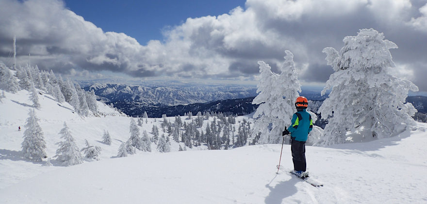 A child skis at Bogus Basin Ski Area near Boise, Idaho.