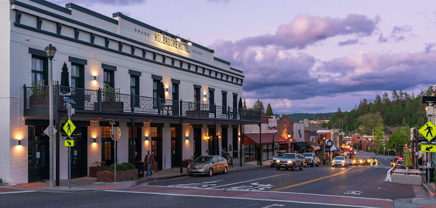 Outside the Holbrooke Hotel in Grass Valley, California.