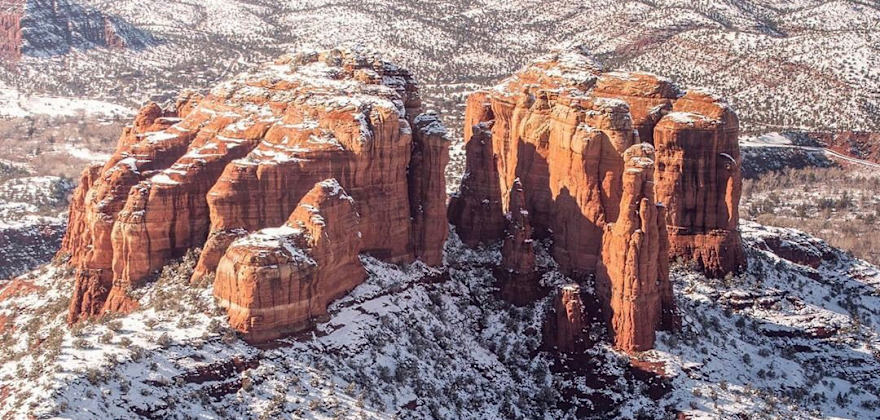 Snow on the ground in Sedona, Arizona.