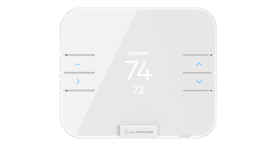 Smart thermostat on a wall