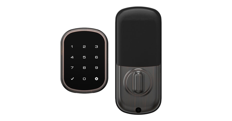 Smart door lock on a wall