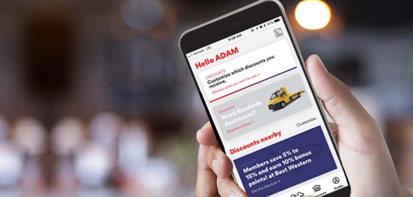 AAA mobile app on a cell phone