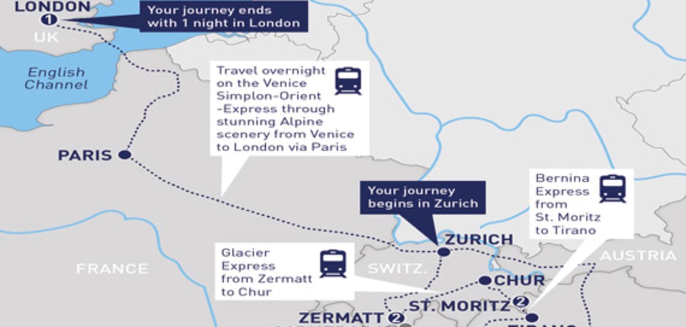 map of travel by train route in europe