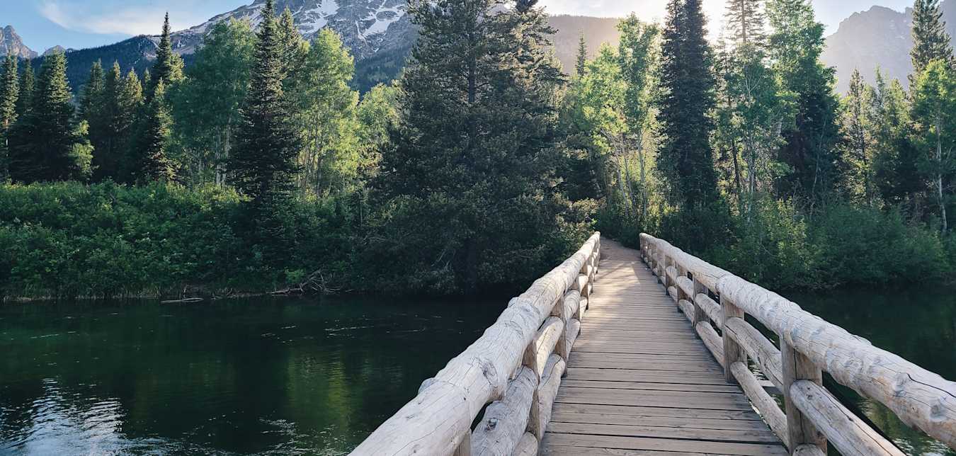 Footbridge at Jenny Lake in Grand Teton National Park.