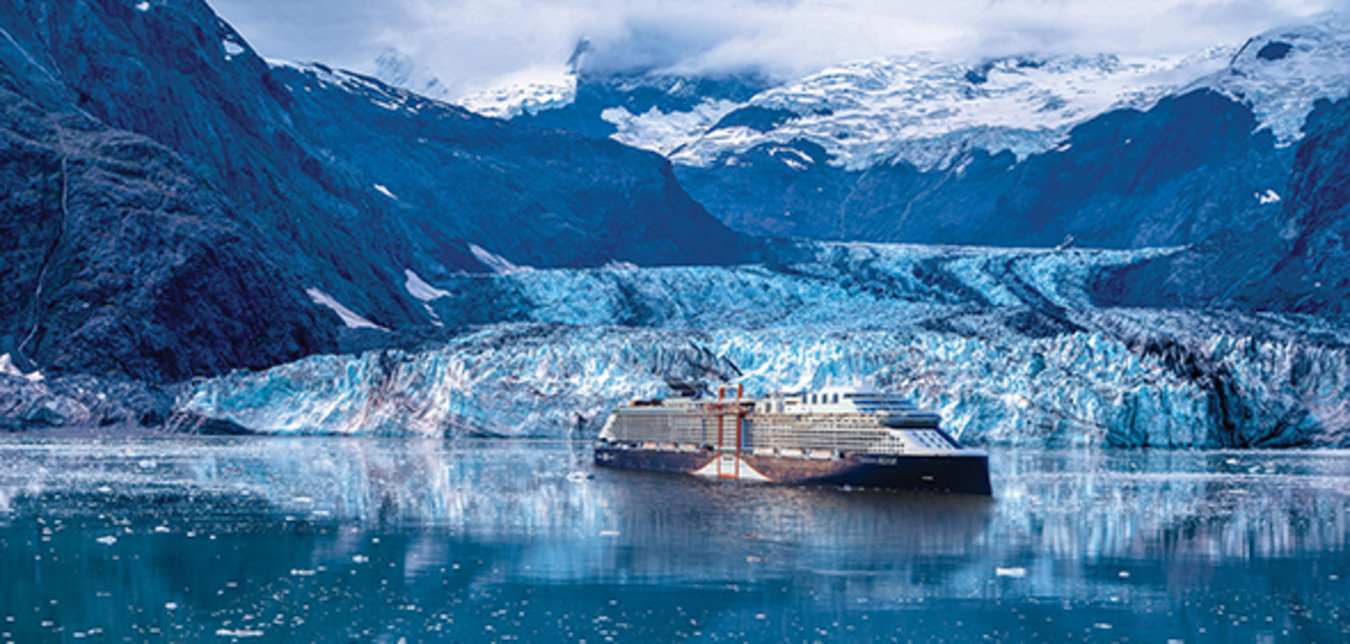 celebrity cruise ship by dawes glacier