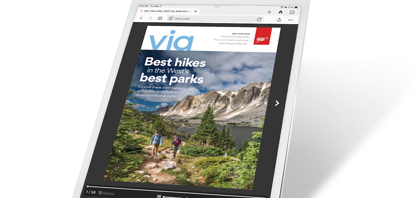 Via Magazine May June 2024 digital magazine cover on a tablet.