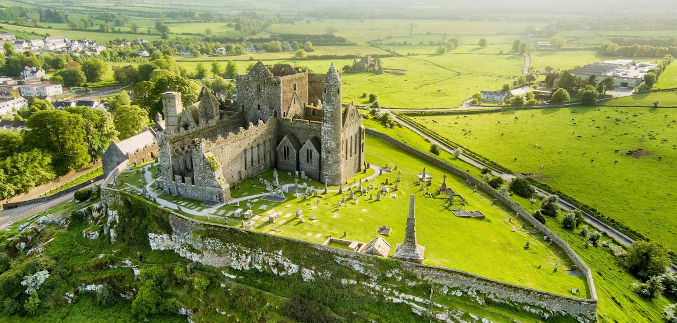 aerial view of castle in ireland