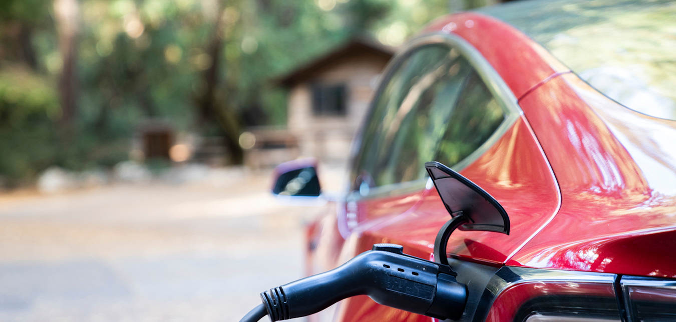 Telsa charging in Hendy State Park in California.