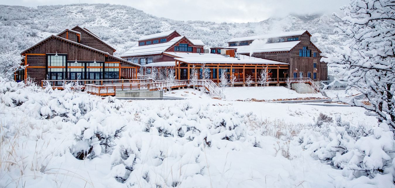 High West Distillery in Wanship, Utah blanketed in snow.