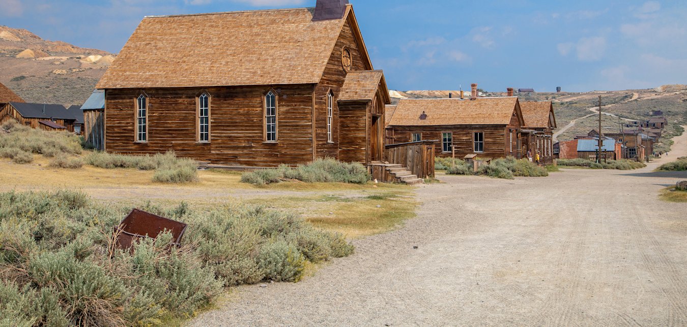 Wooden church in the Bodie, California church town.