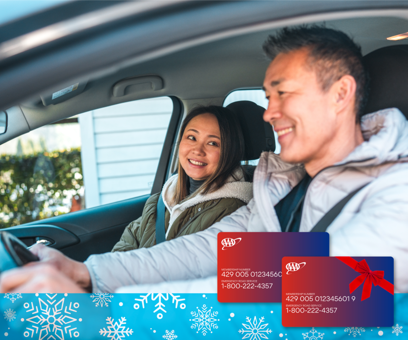 Woman and man driving