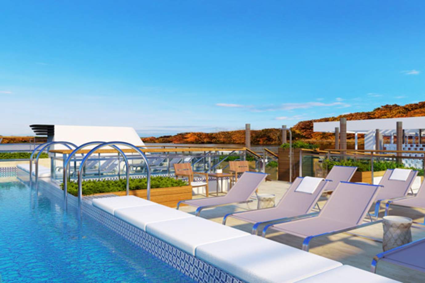 sun terrace with plunge pool on viking mississippi