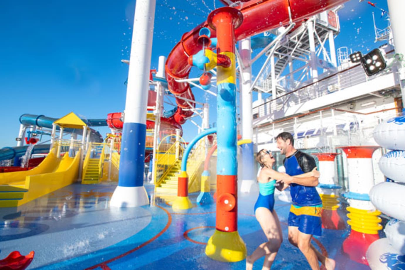 carnival cruise line guests at waterworks aqua park