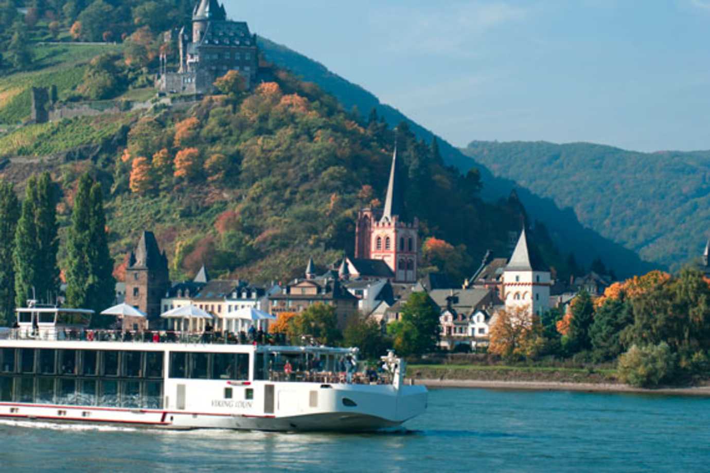 viking river ship sailing on the rhine
