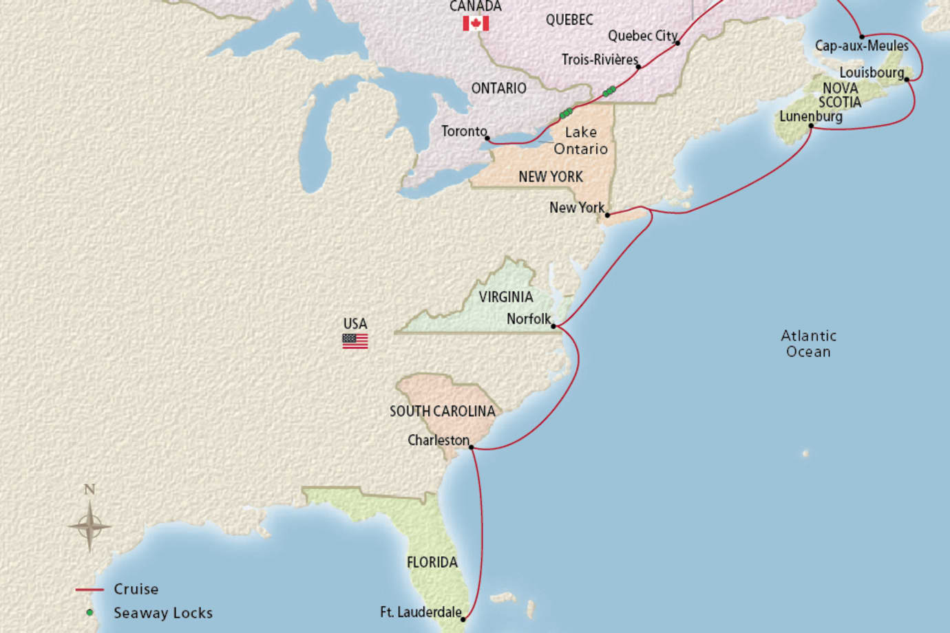 canada and the atlantic coastline map