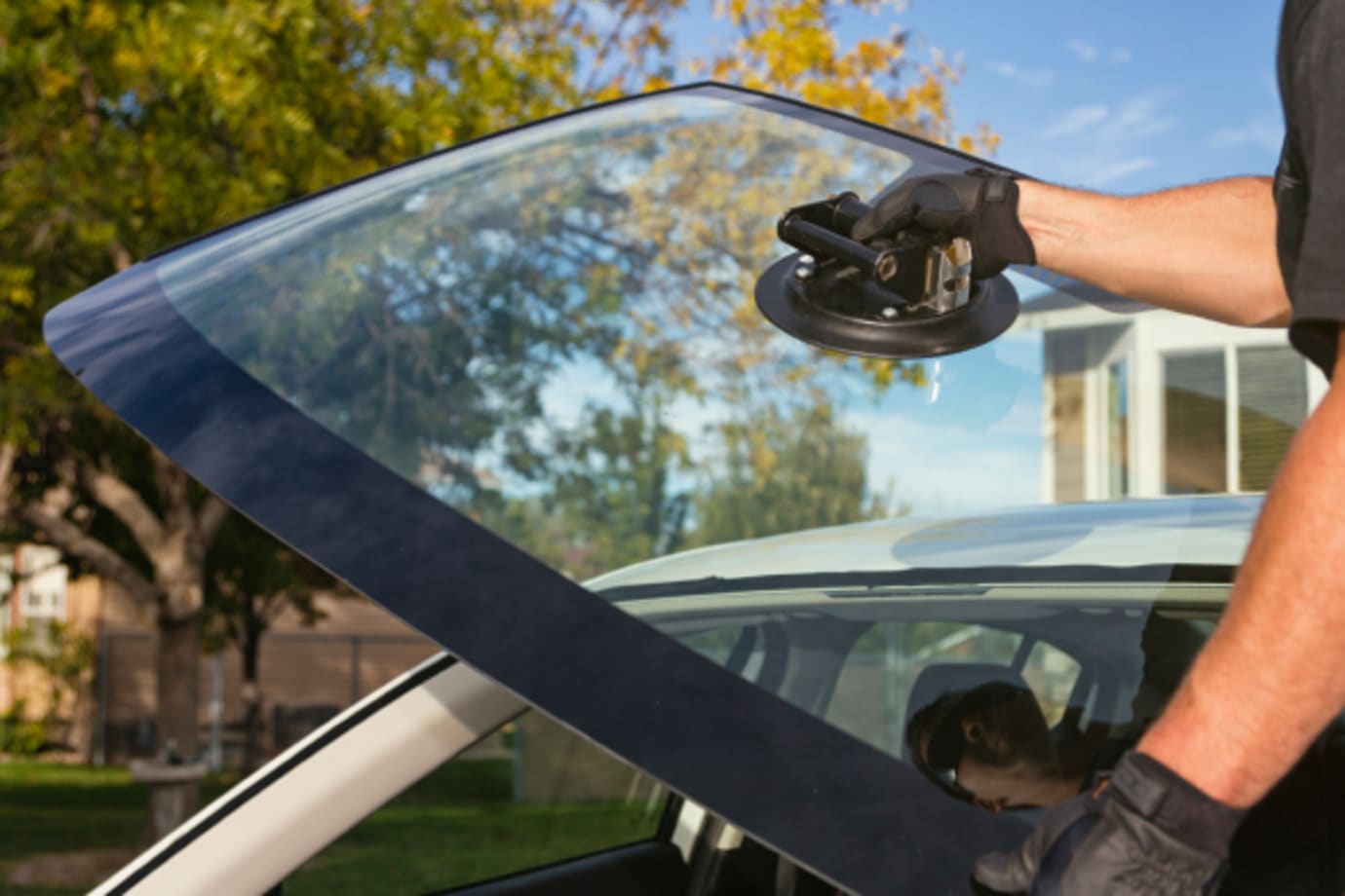 Windshield being replaced by AAA