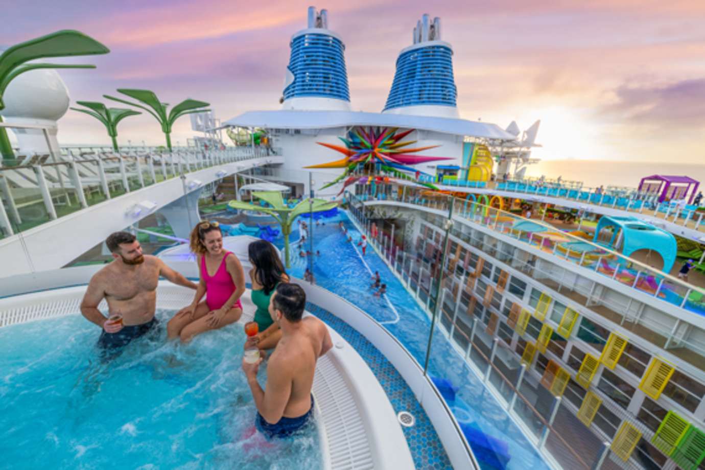 people in hot tub on icon of the seas