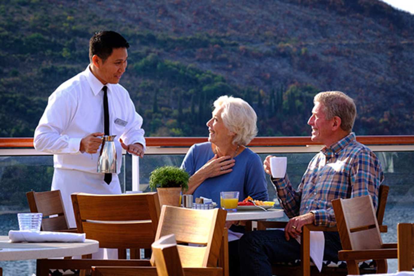 couple on aquavit terrace of viking ocean ship