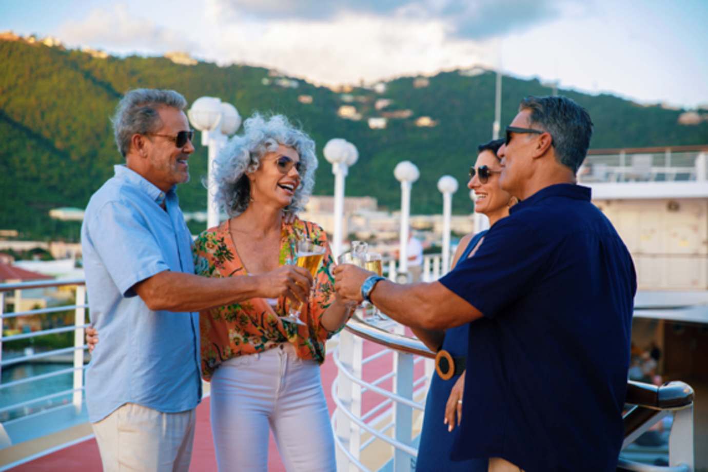 enjoy cocktails on deck at sunset in st thomas on azamara cruises