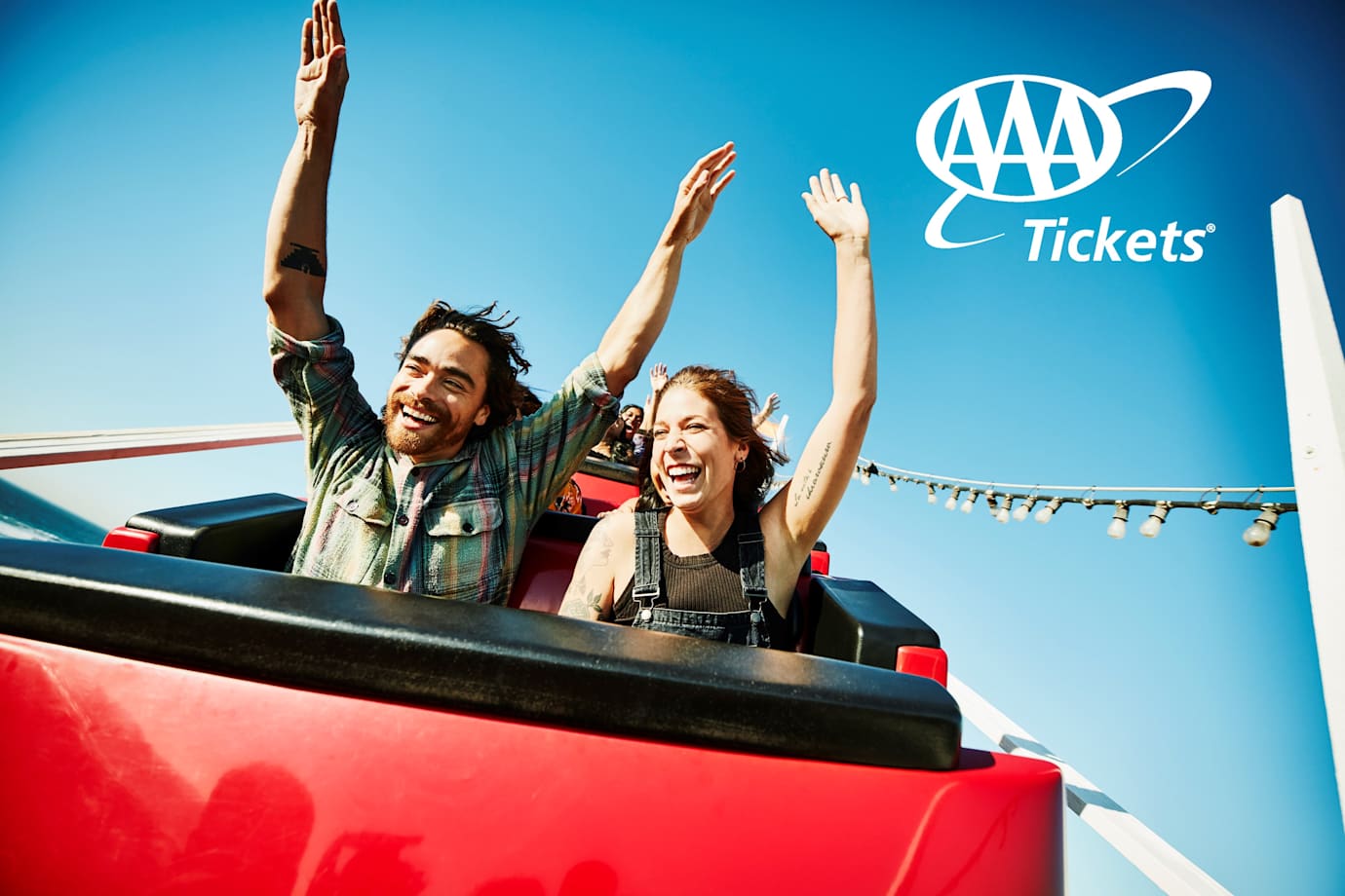 Man and woman on roller coaster
