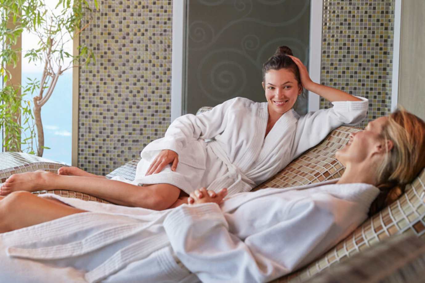 cunard guests in spa on ship