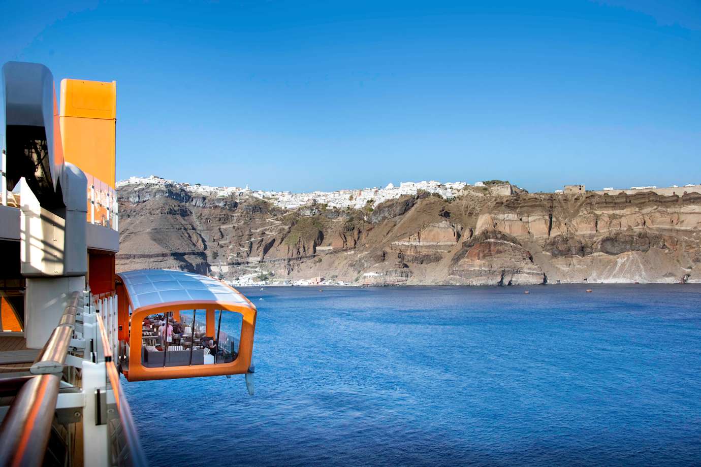 celebrity ship in santorini