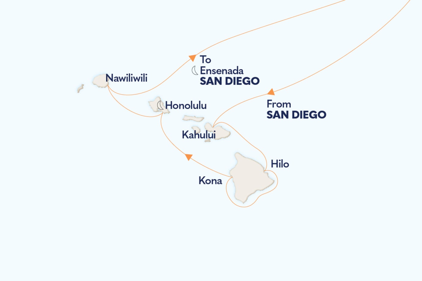 map of route for circle hawaii cruise