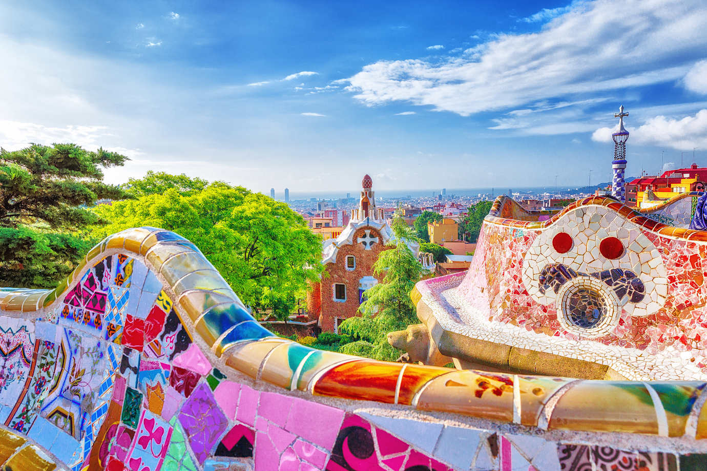 colorful architecture in barcelona, spain