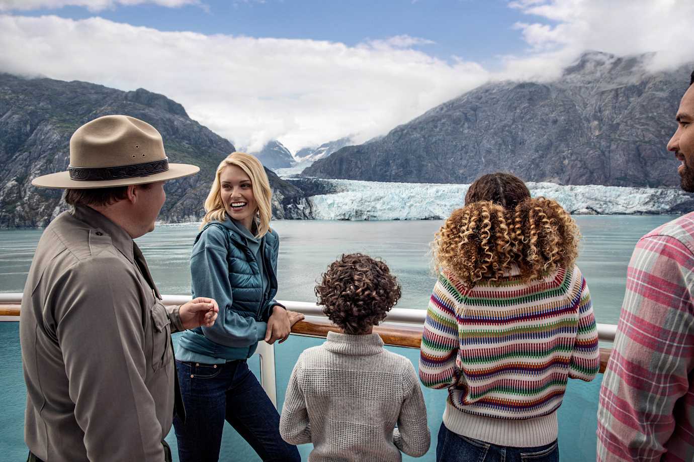 princess cruises family and ranger at glacier