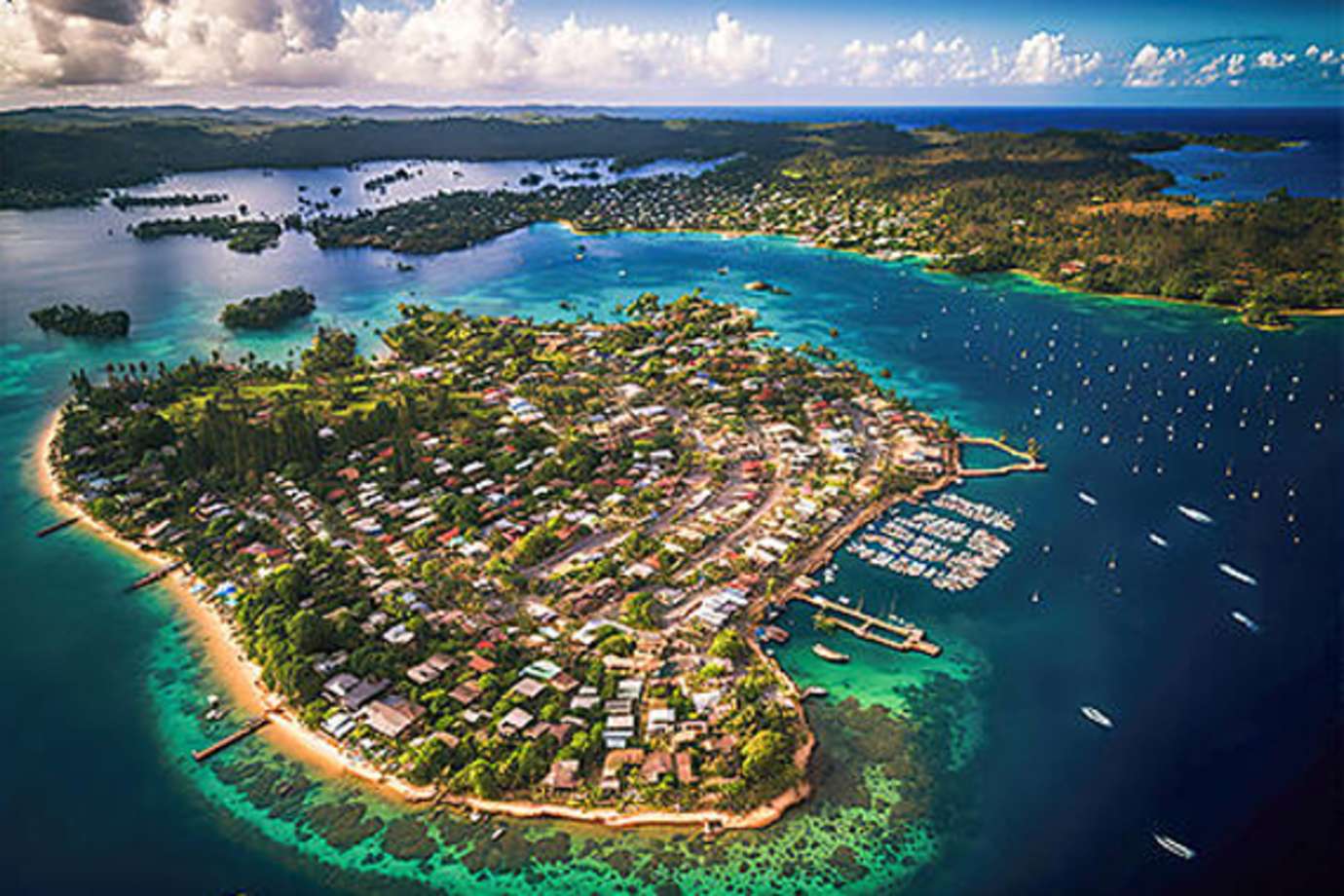 aerial image of port vila in vanuatu