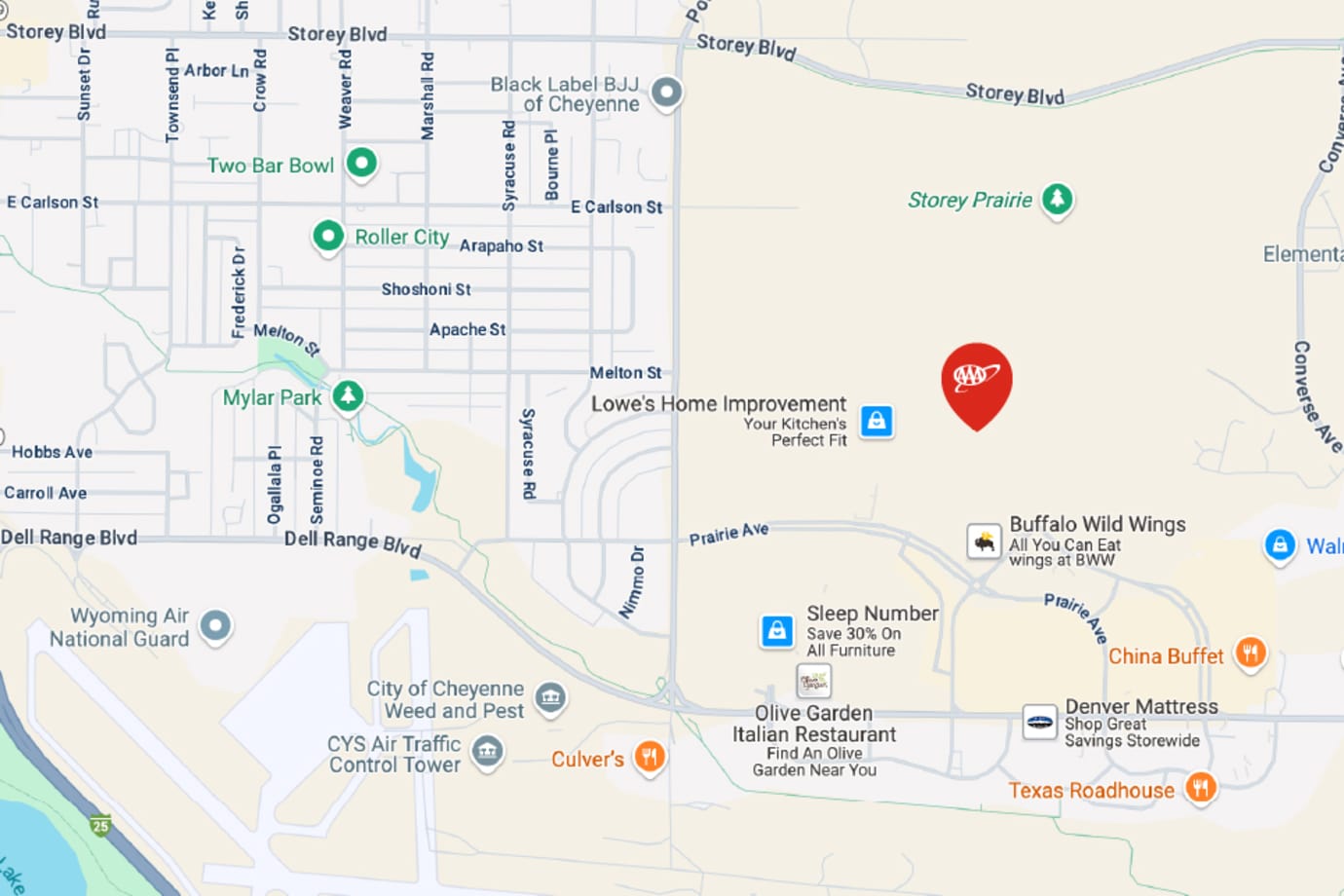 map of AAA Cheyenne Branch location
