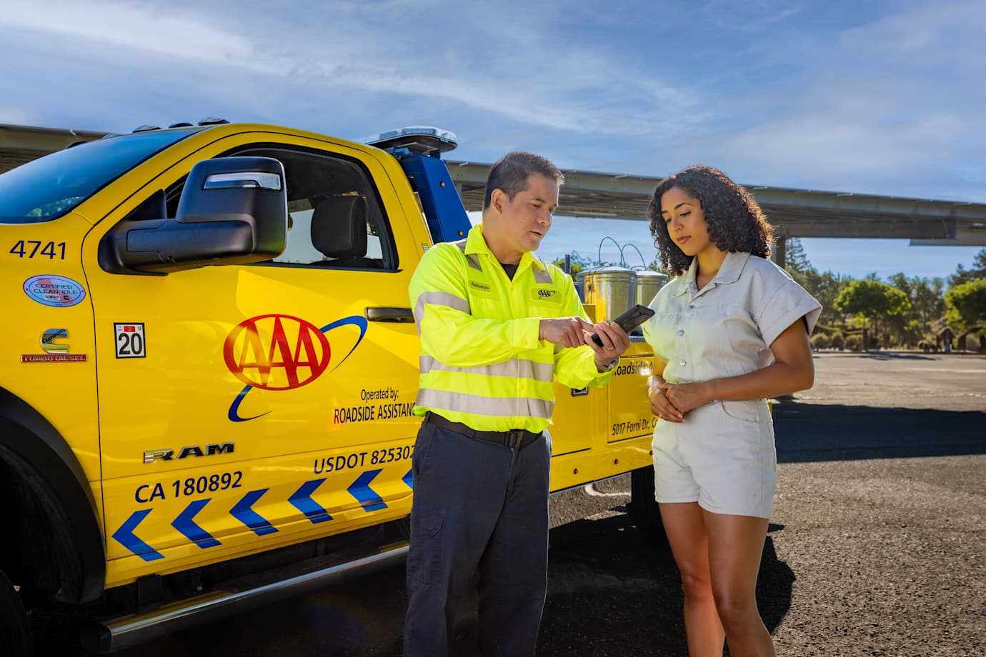 AAA roadside assistance technician is ready to help a AAA Member