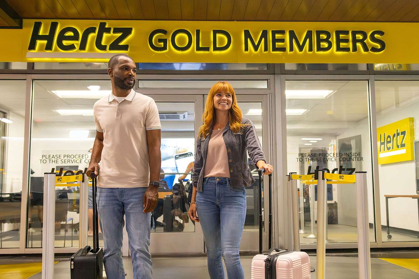 couple coming from gold member Hertz location