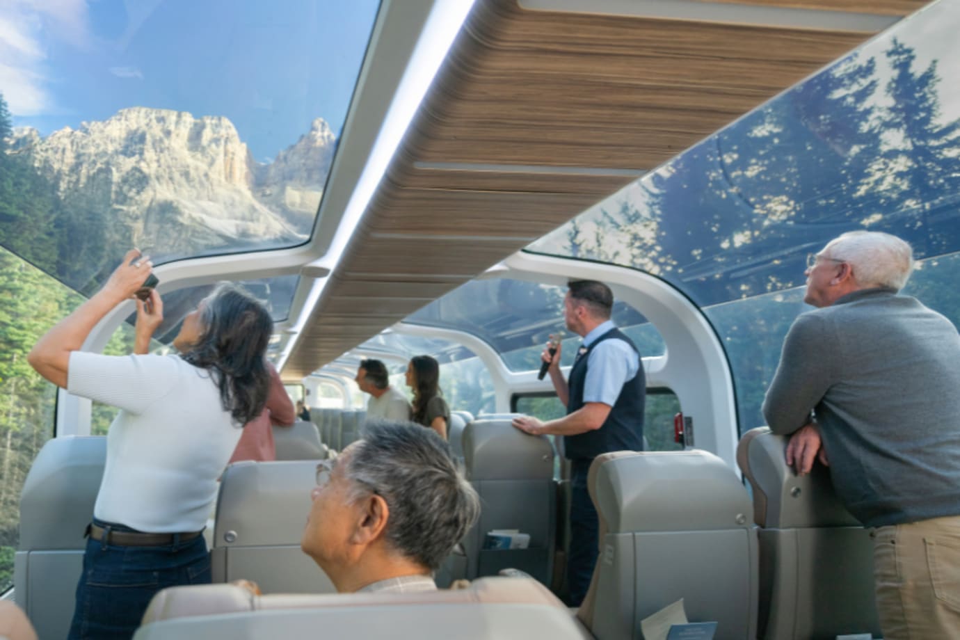 guests on a rocky mountaineer train