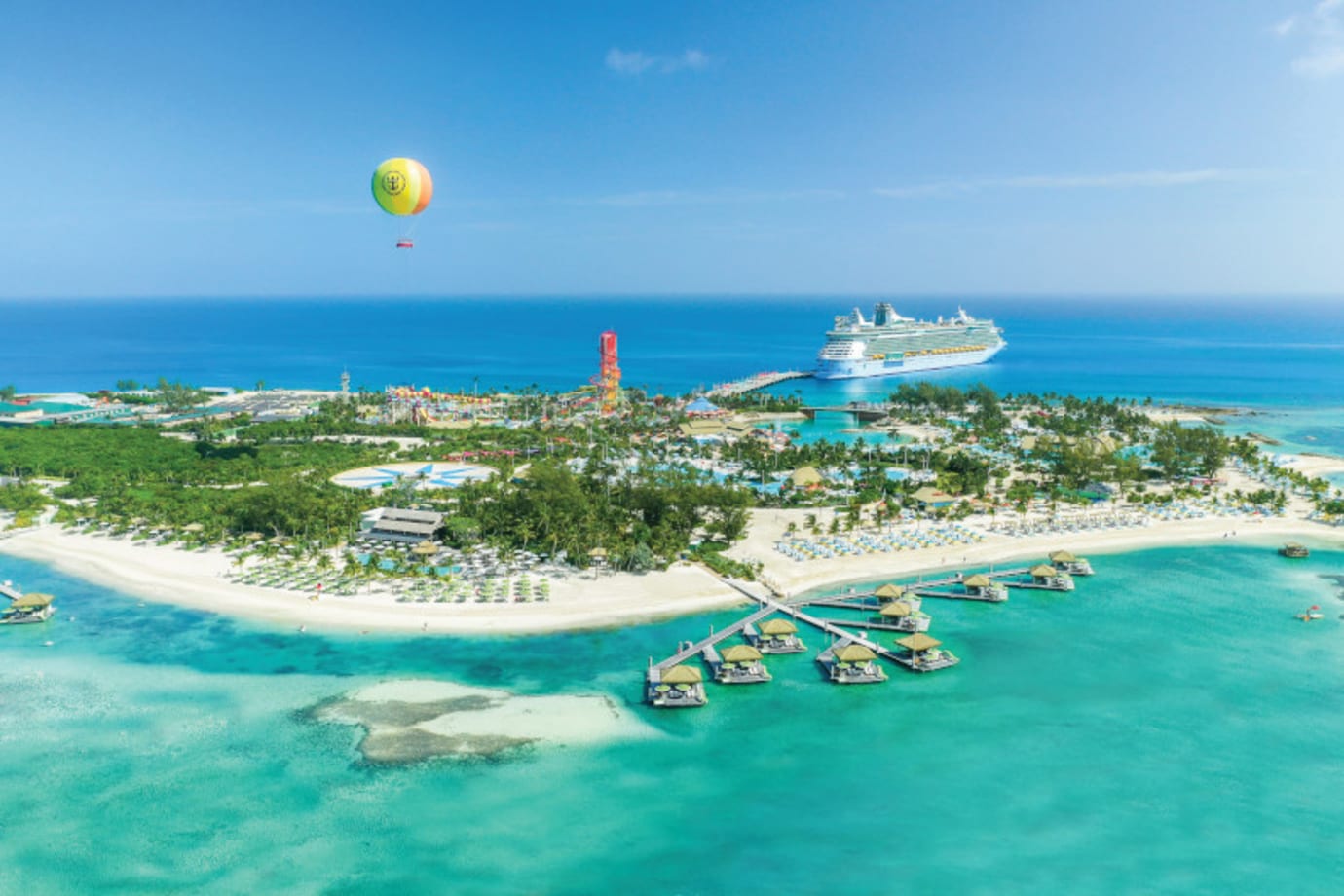 royal caribbean ship docked at cococay