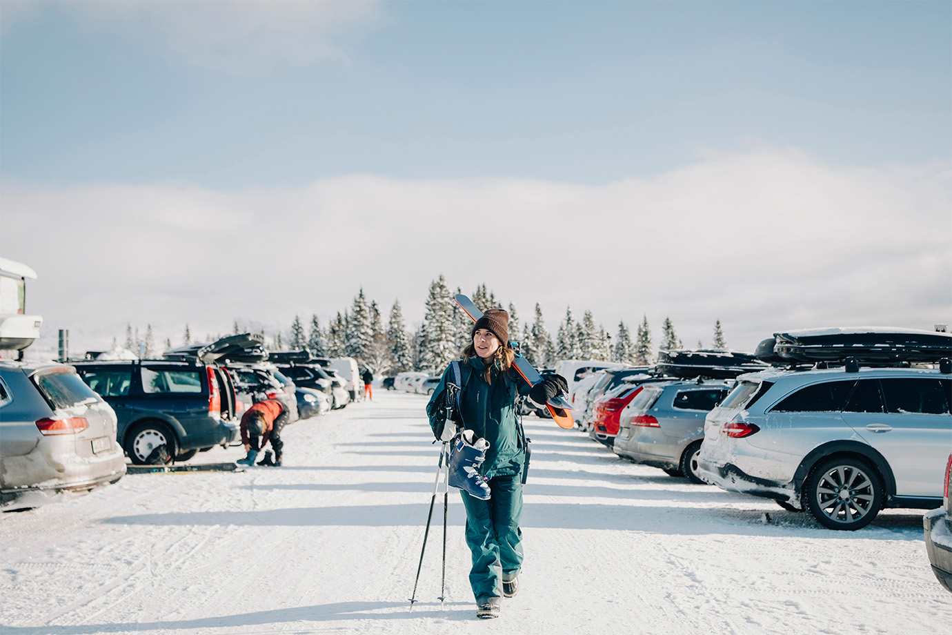 suv driving on a snowy road