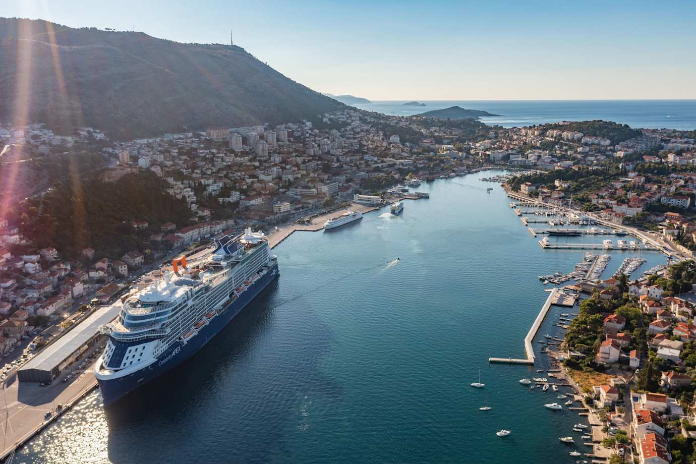 celebrity cruise ship docked in dubrovnik in croatia