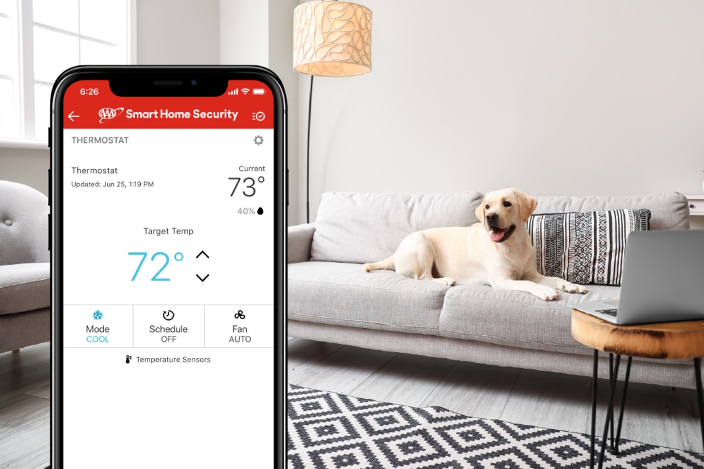 Adjust temperature settings from anywhere with the Smart Thermostat