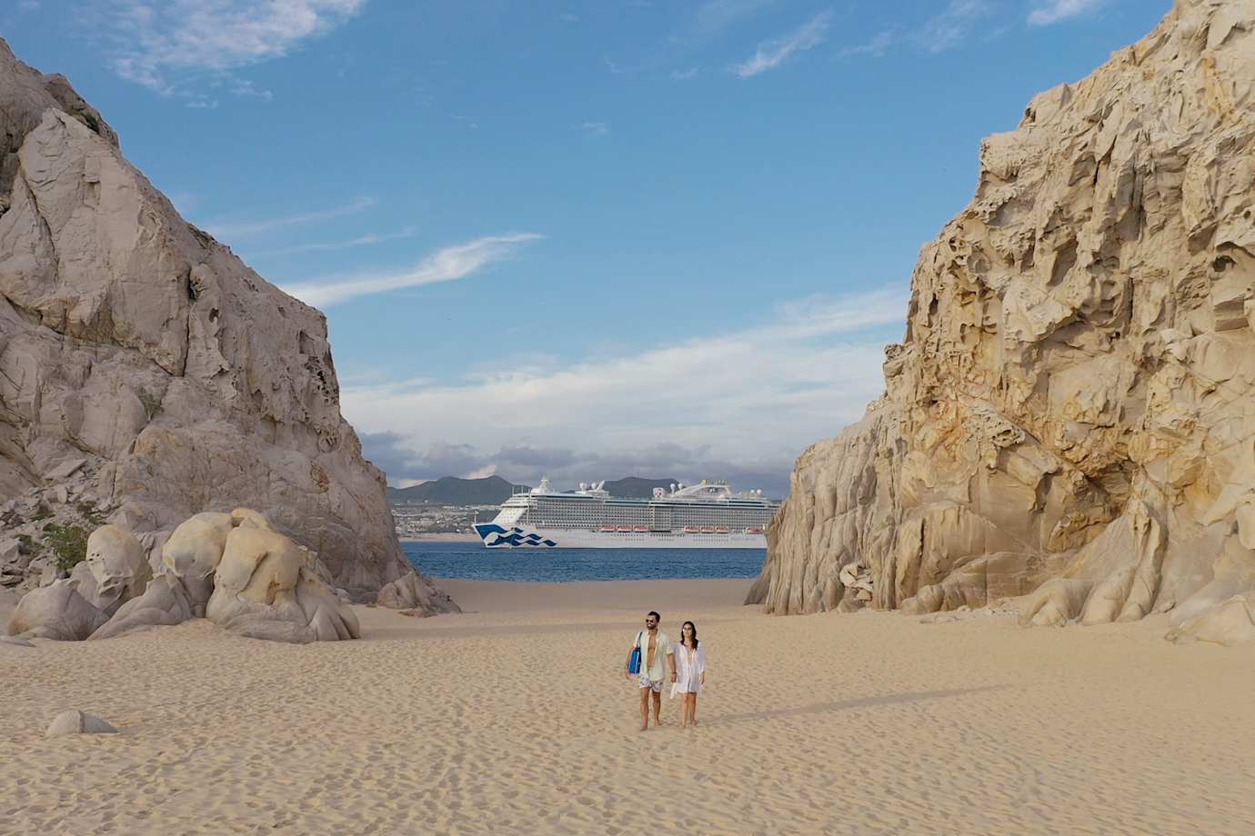 cabo beach with princess cruise ship