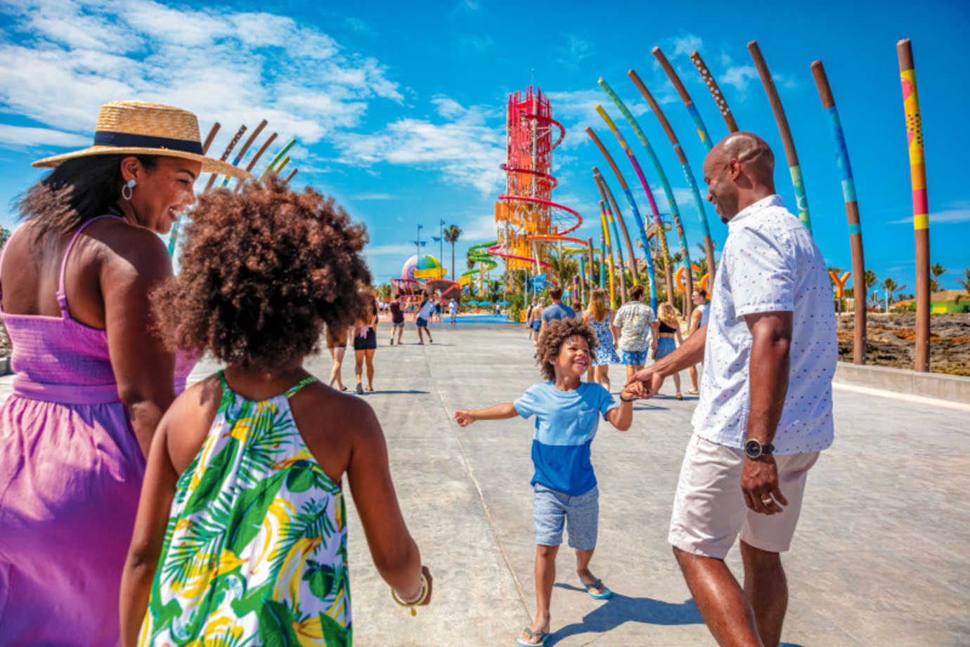 family at royal caribbean private island of cococay