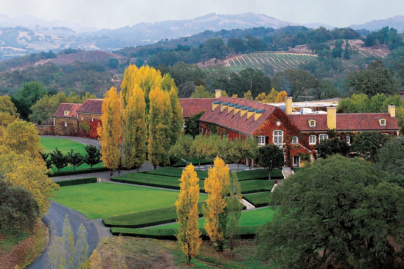 Jordan Winery's brick building in Sonoma, California
