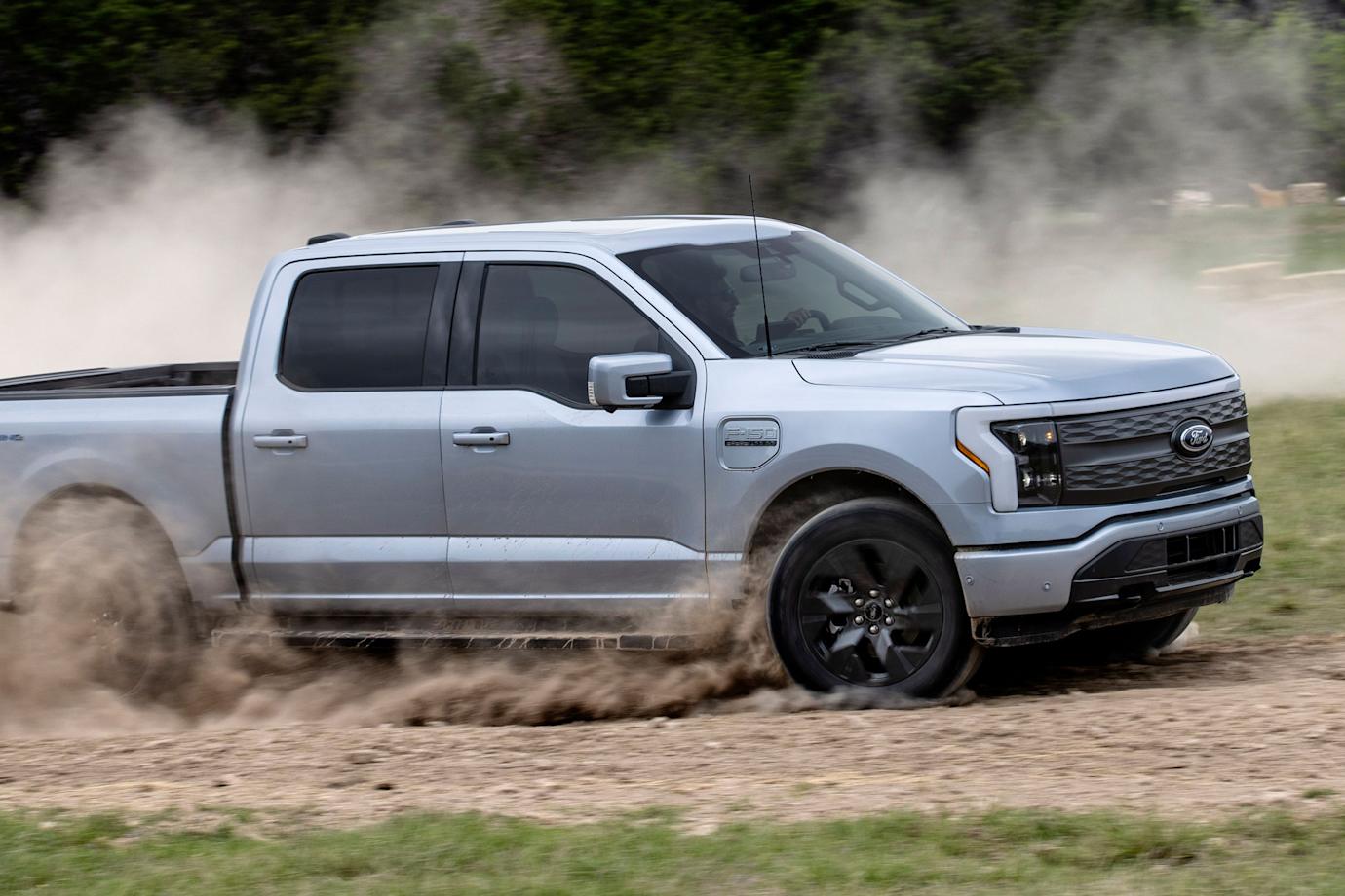 Ford F-150 Lightning Lariat on a closed rally course.
