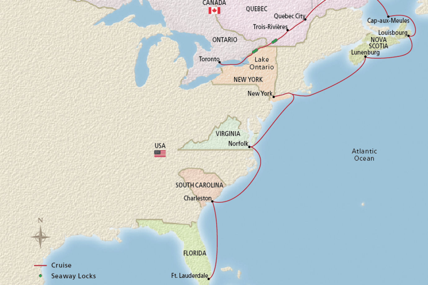 canada and the atlantic coastline map