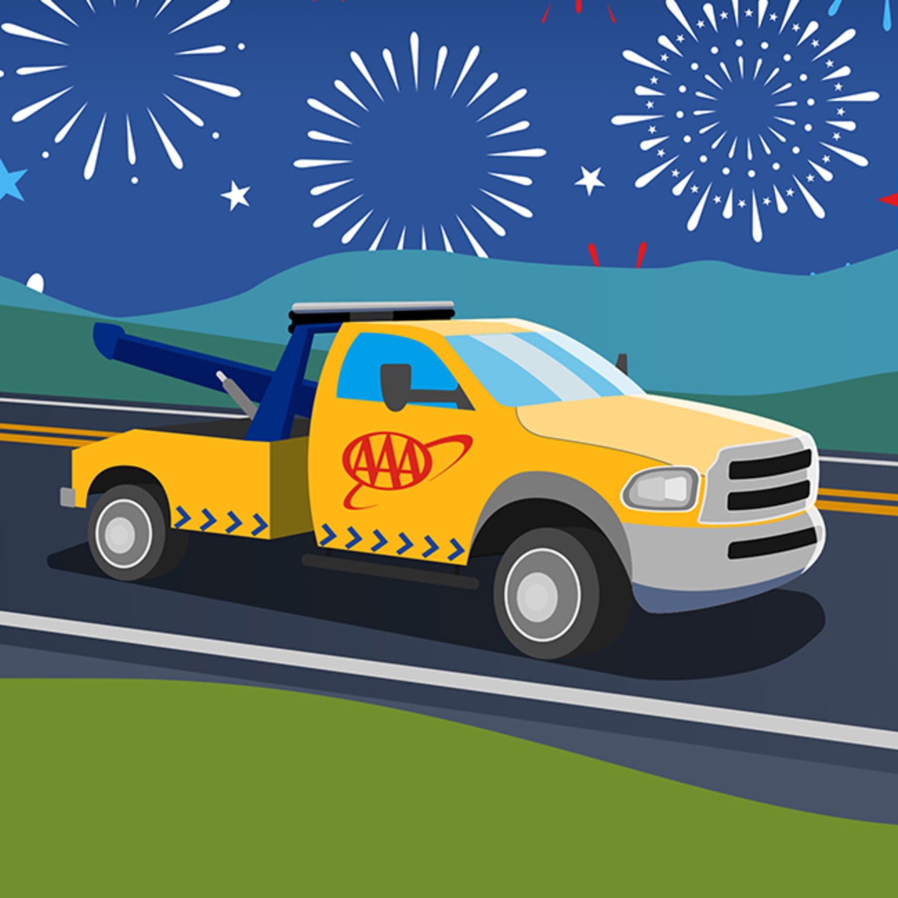 AAA tow truck on road