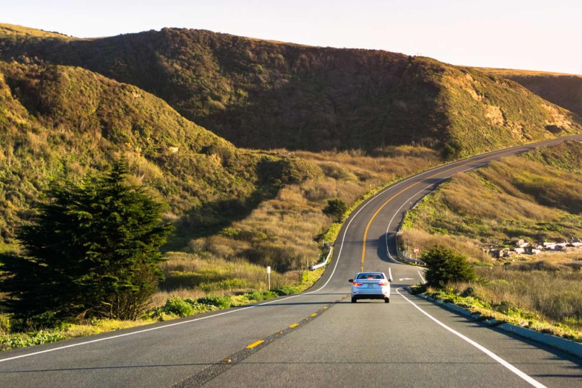 car driving on road in northern california
