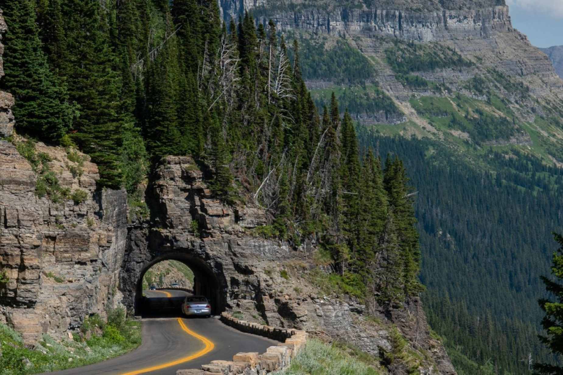 car driving on road in Montana
