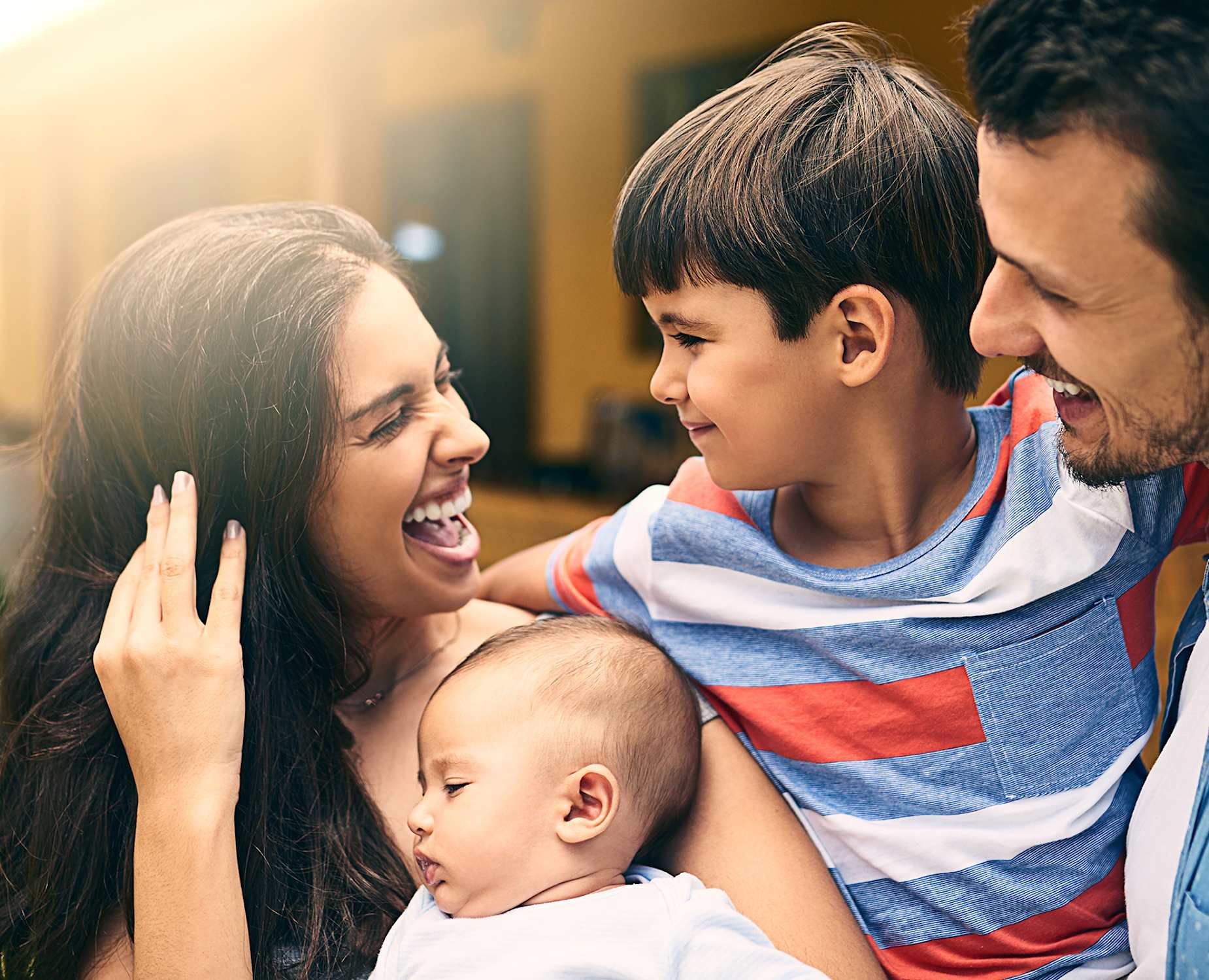 Man and woman with kids