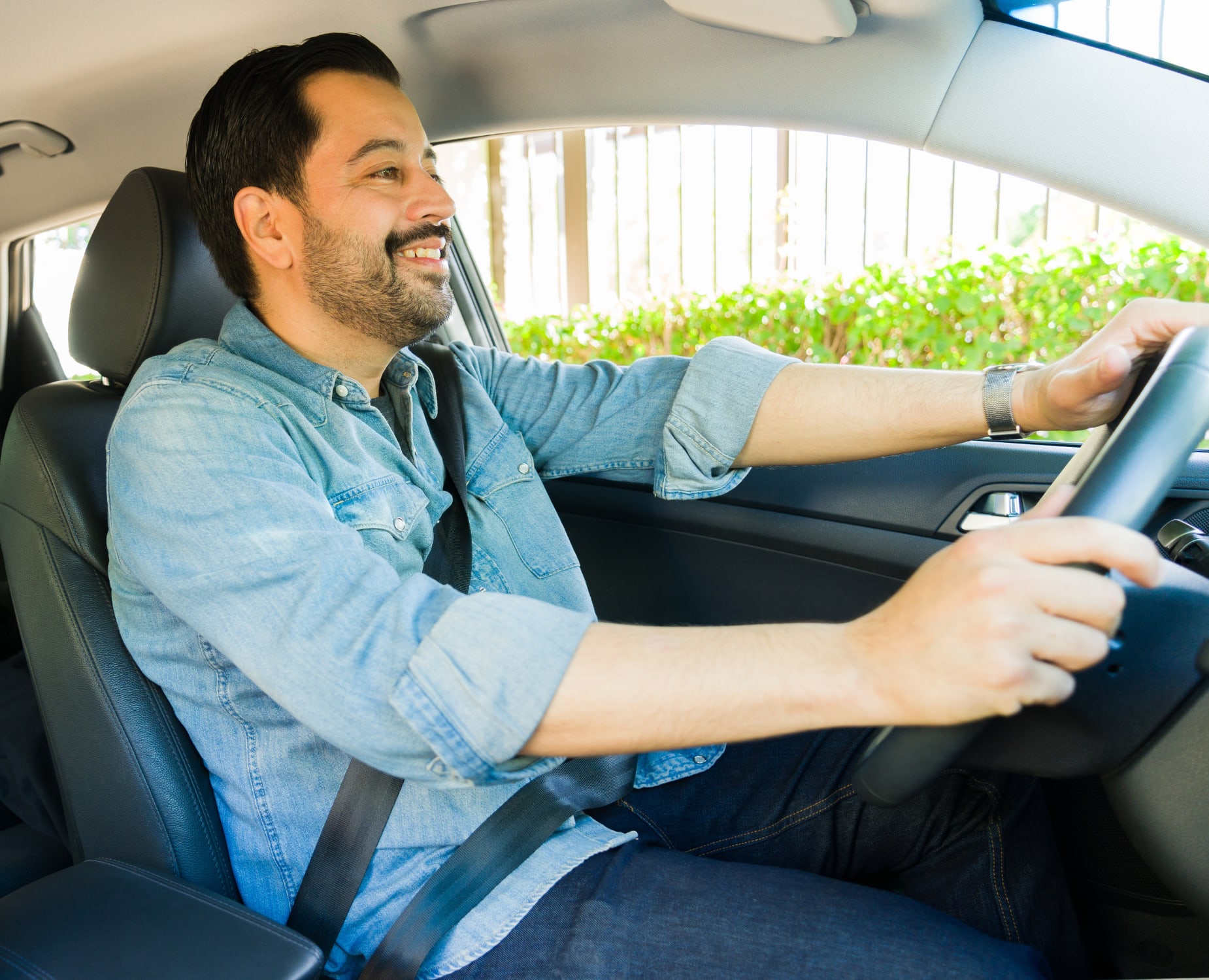 Man driving car