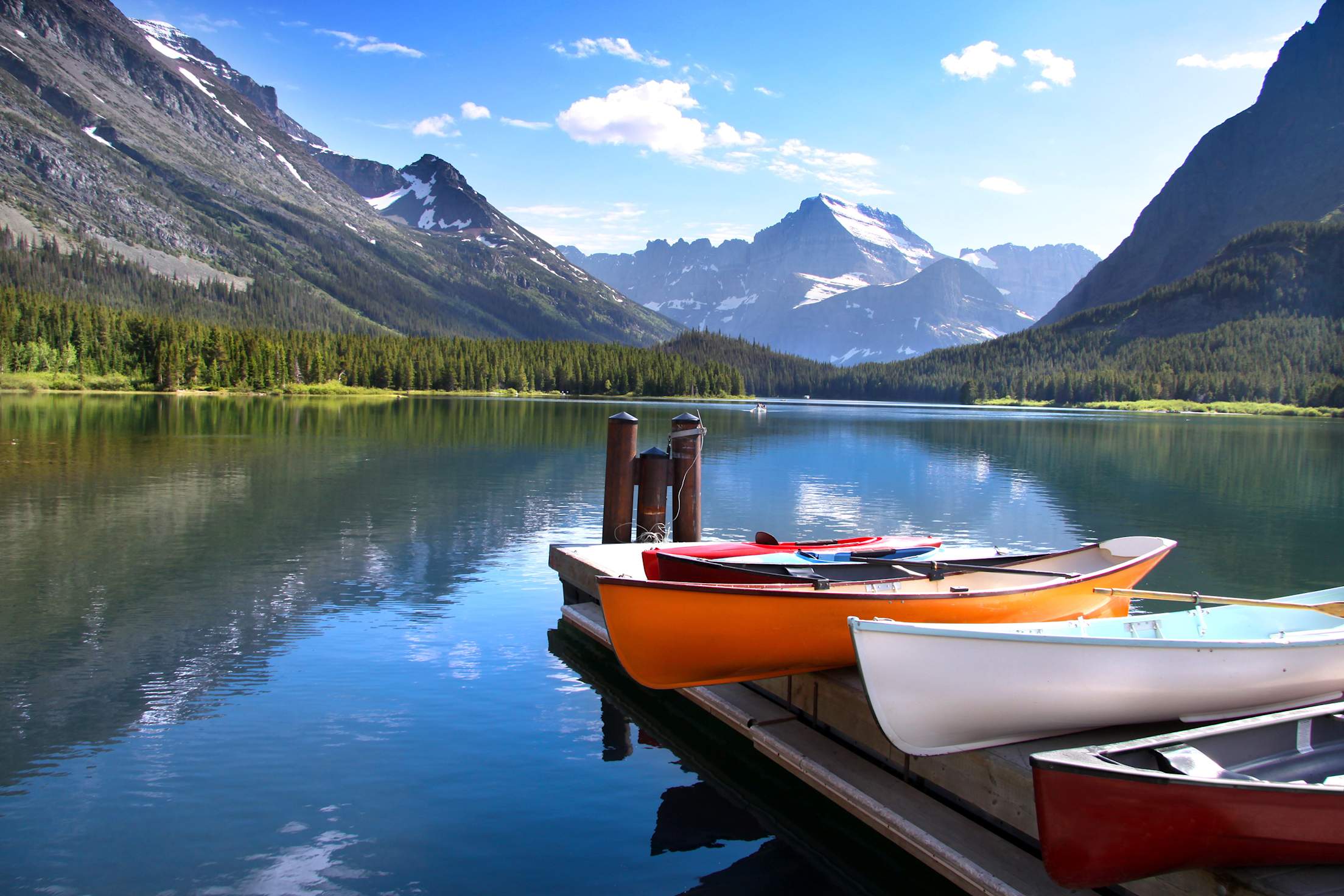 Canoes by Lake McDonald in Glacier National Park, picture